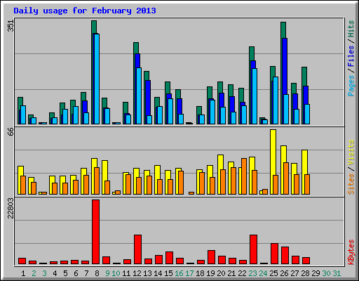 Daily usage for February 2013