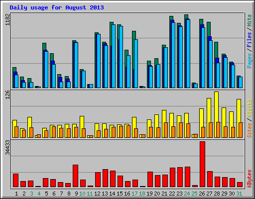 Daily usage for August 2013