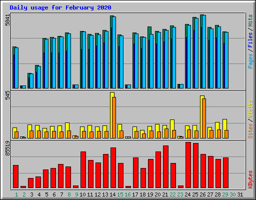 Daily usage for February 2020