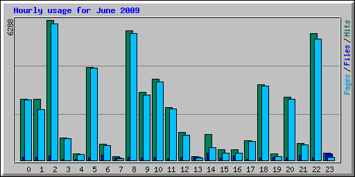 Hourly usage for June 2009