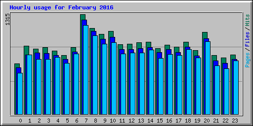 Hourly usage for February 2016