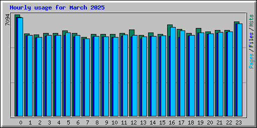 Hourly usage for March 2025
